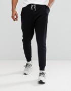 Asos Tapered Joggers With Checkerboard Drawcord - Black