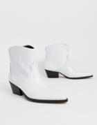 Depp Western Boot In White Leather - White