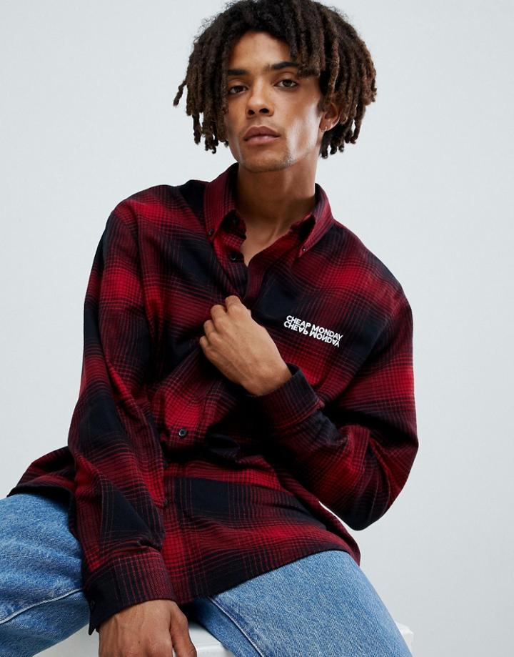 Cheap Monday Logo Check Shirt - Red
