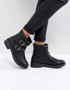 Asos Accent Studded Biker Ankle Boots - Black