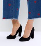 New Look Wide Fit Round Toe Block Heel Court Shoe - Black