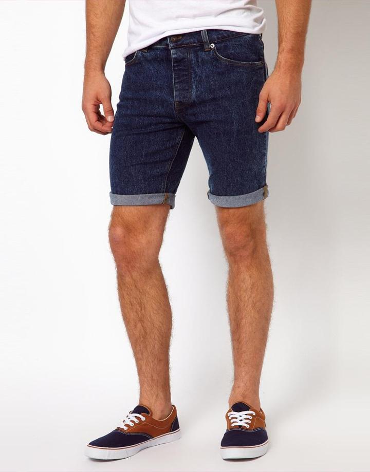 Asos Denim Short In Skinny Mid Length