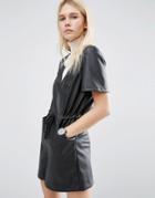 Asos Leather Look Casual Romper - Black
