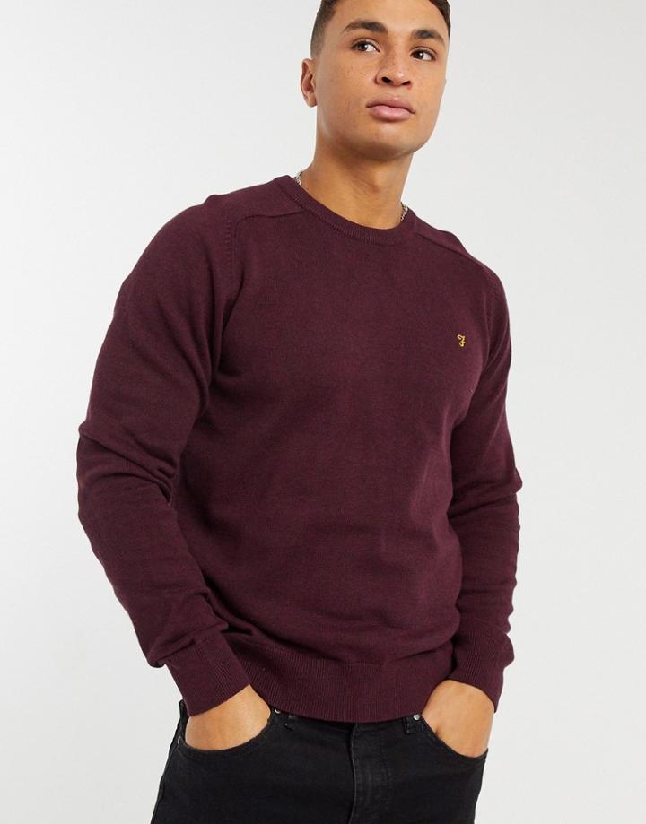 Farah Addison Crew Knit Sweater In Burgundy-red