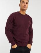 Farah Addison Crew Knit Sweater In Burgundy-red