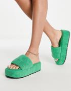 Asos Design Taya Padded Flatform Sandals In Green