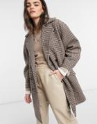 Selected Femme Oversized Wool Coat In Plaid-multi