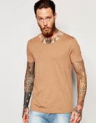 Asos T-shirt With Scoop Neck In Brown Marl - Tobacco Brown Marl