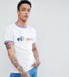 Ellesse Multi Color Logo T-shirt In White - White