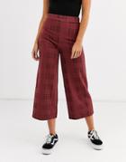 Asos Design Textured Check Culotte Pants