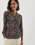 Y.a.s Floral Top With Button Detail-black