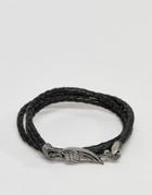 Simon Carter Wing Wrap Leather Bracelet In Black - Black