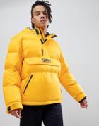 Tommy Jeans Hooded Down Overhead Puffer Jacket In Yellow - Yellow