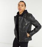 Bolongaro Trevor Tall Biker Leather Jacket In Antique Finish-black