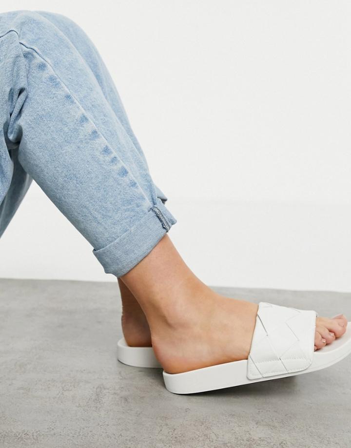 Asos Design Finley Woven Slides In White