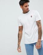 Boohooman T-shirt With Rose Embroidery In White - White