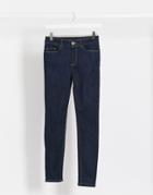 Pieces Delly High Waisted Skinny Jeans In Dark Blue-blues