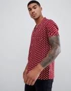 Soul Star Short Sleeve Patterned Shirt With Revere Collar - Red