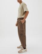 Pull & Bear Oversized Sweatpants With Pockets In Brown
