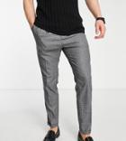 New Look Tapered Pleat Front Smart Pants In Gray Check