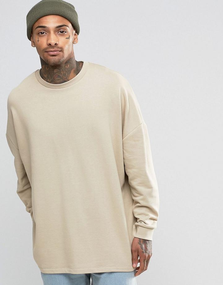 Asos Extreme Oversized Sweatshirt In Tan - Oxford Tan