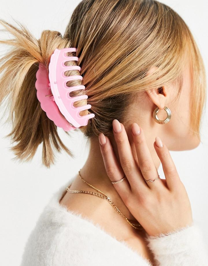 Designb London Scalloped Hair Claw In Bubblegum Pink