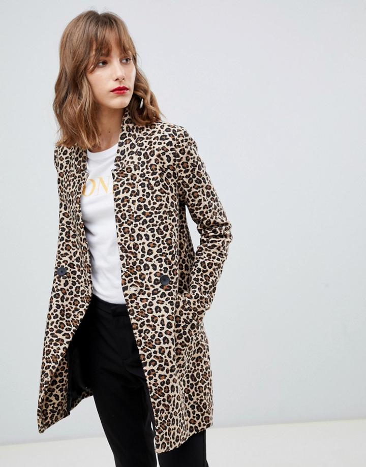 Stradivarius Leopard Print Coat - Multi