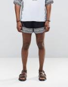 Jaded London Retro Shorts With Global Print - Black