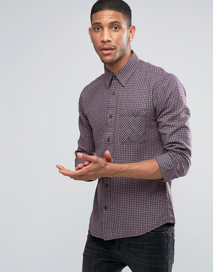 Selected Checked Shirt With Pocket - Blue