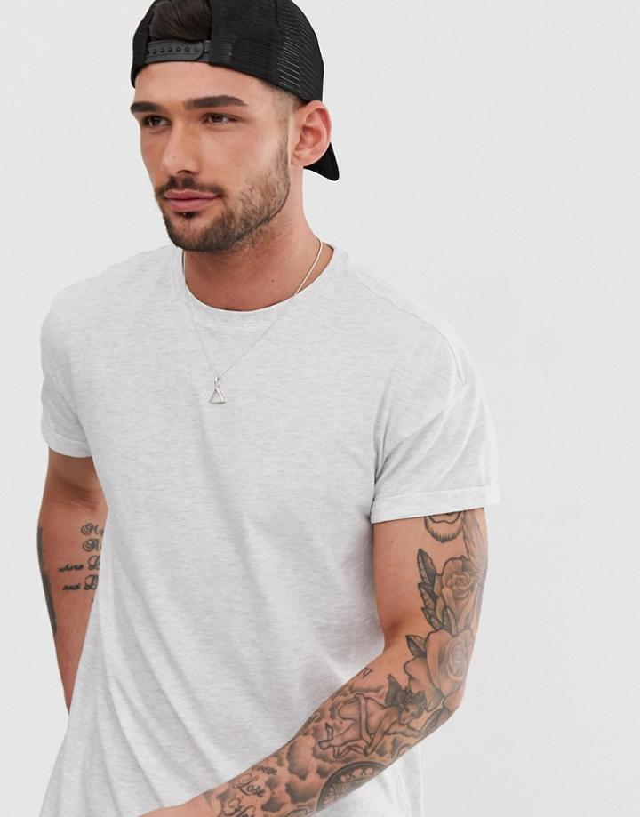 New Look Crew Neck T-shirt In Gray Marl