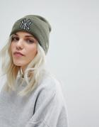 New Era Khaki Beanie With Reflective Ny - Green