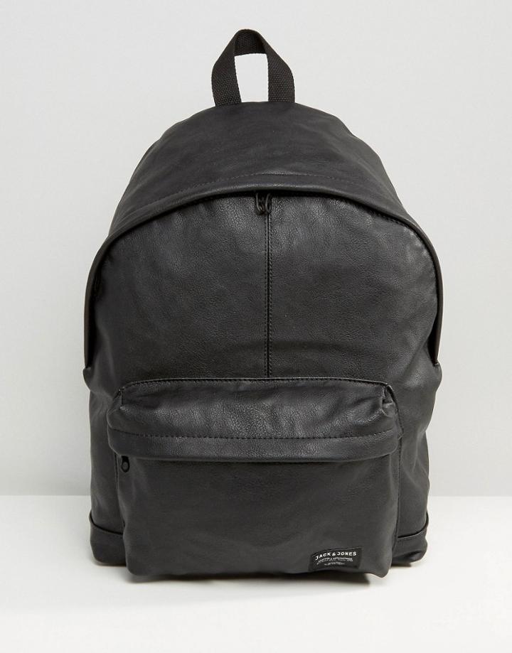 Jack & Jones Backpack In Faux Leather - Black