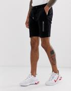 Asos Design Skinny Jersey Shorts With Ma1 Pocket In Black - Black