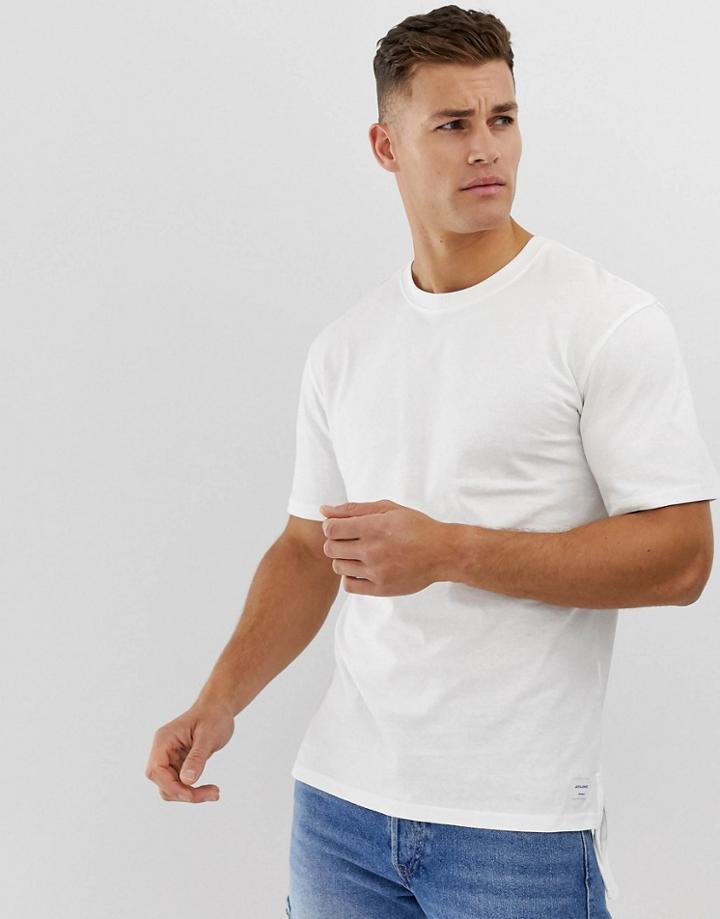 Jack & Jones Originals Longline T-shirt With Split Hem Details - White
