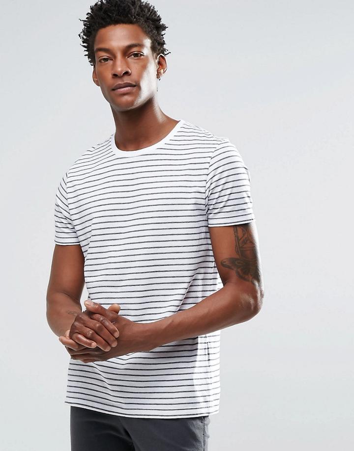 Asos Longline T-shirt With Mini Irregular Stripe