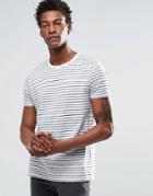 Asos Longline T-shirt With Mini Irregular Stripe