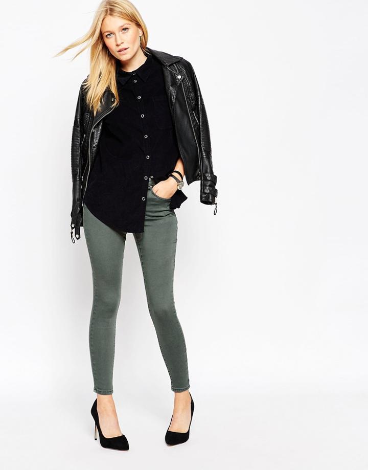 Asos 'sculpt Me' Ankle Grazer Premium Jeans In Ash Green - Ash Green