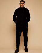 Topman Set Cord Half Zip Sweatshirt In Black