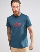 Alpha Industries T-shirt With Logo In Blue - Bold Blue