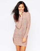 B.young Roll Neck Sweater Dress - Pink