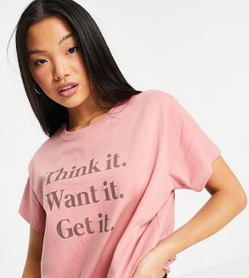 Hoxton Haus Petite Logo Oversized Gym T-shirt In Pink