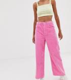 Reclaimed Vintage The '93 Wide Leg Cord Jeans In Bright Pink