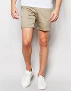 Noak Shorts With Turn Up In Super Skinny Fit - Light Camel