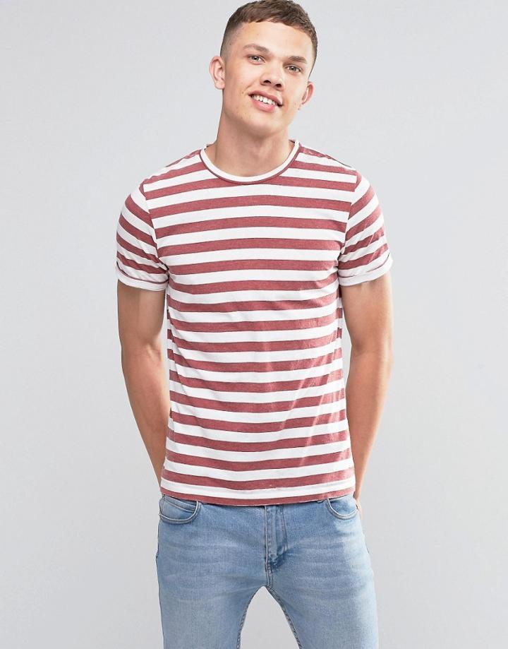 Jack & Jones Crew Neck Stiped T-shirt - Red