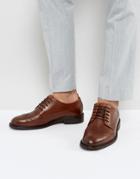 Selected Homme Baxter Leather Brogue Shoes In Cognac - Brown