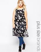 Ax Paris Plus Tunic Top With Side Splits In Floral Print