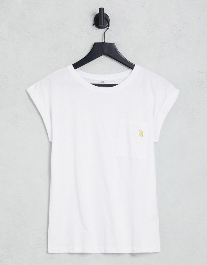 River Island Pocket Tee In White