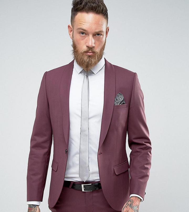 Noose & Monkey Wedding Super Skinny Suit Jacket - Red