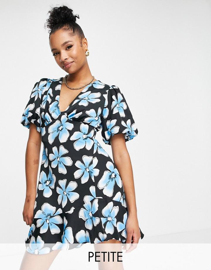 Topshop Petite Floral Tea Dress In Multi