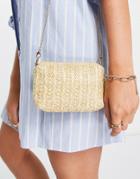 Truffle Collection Straw Pouch Cross Body Bag In Cream-white